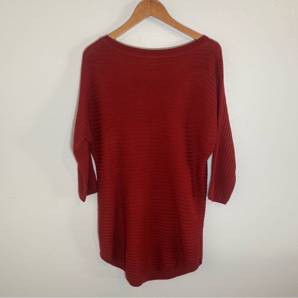 Soho NY&C Red Knit Tunic Sweater Size XL – 3/4 Sleeve Textured Soft Top - Picture 3 of 8